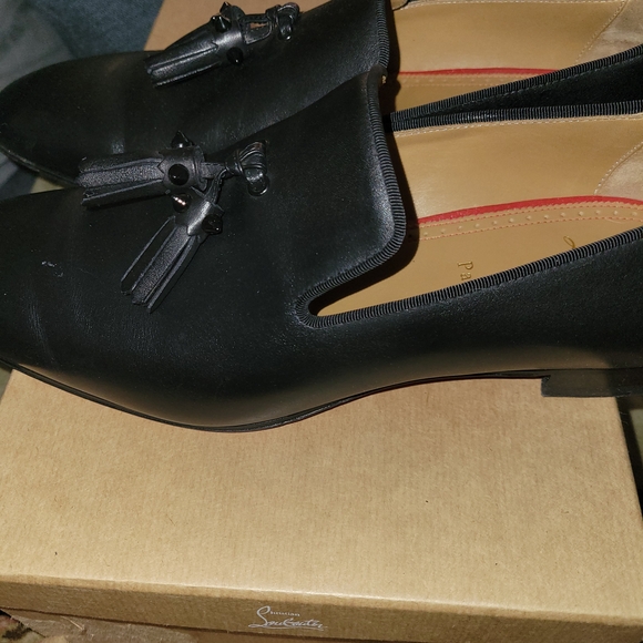 Christian Louboutin Black Loafers with Tassel Detail